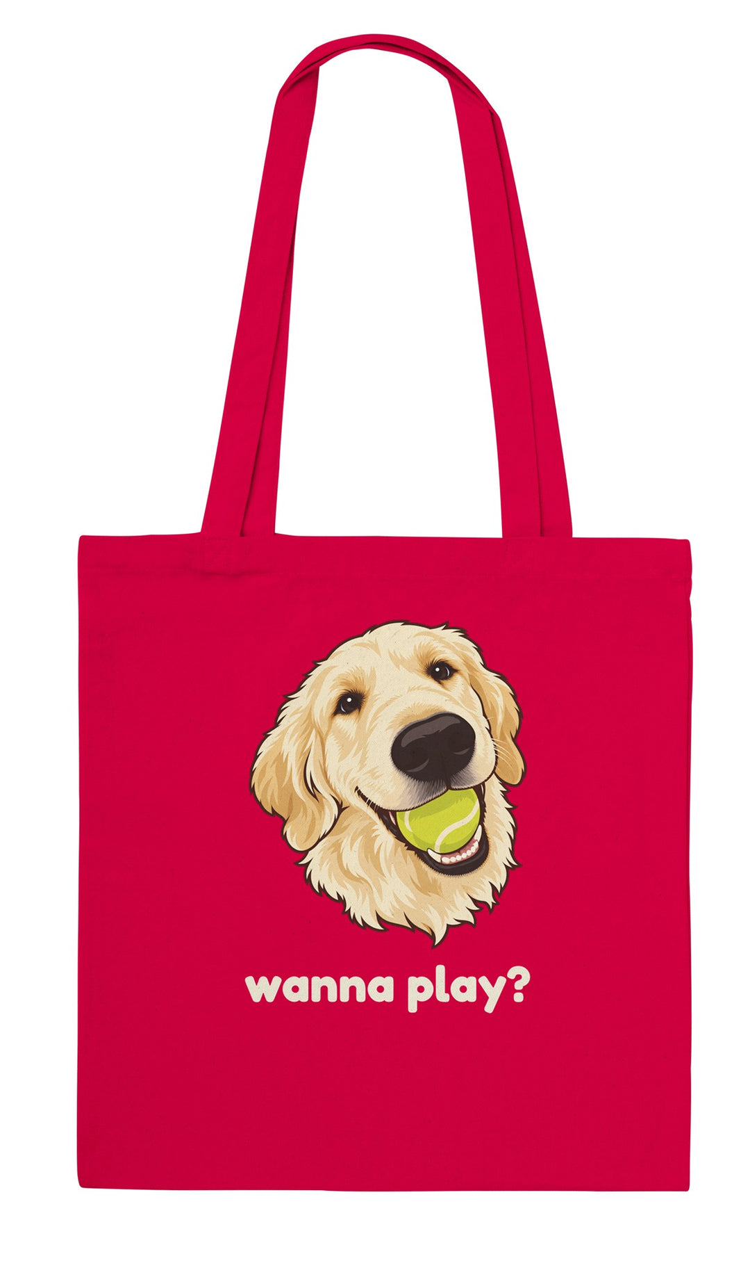 Wanna Play? feel-good tote bag in red, Zen Koala Australia