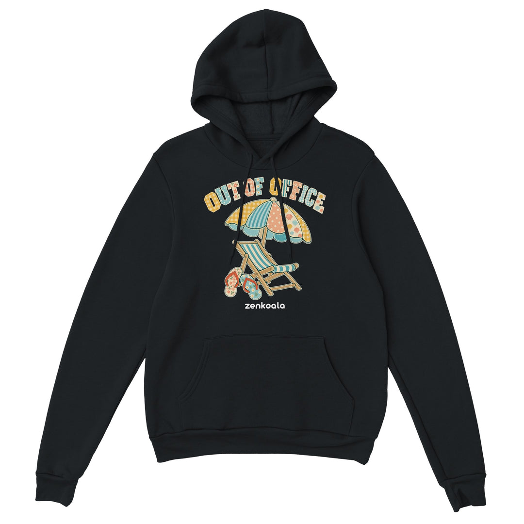 Out of Office Beach feel-good hoodie in black, Zen Koala Australia
