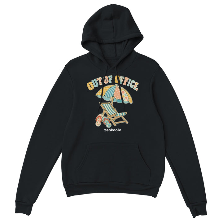 Out of Office Beach feel-good hoodie in black, Zen Koala Australia