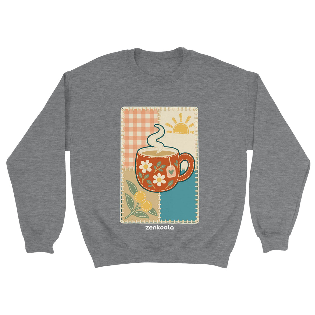 Cuppa Quilt feel-good sweatshirt in sport grey, Zen Koala Australia