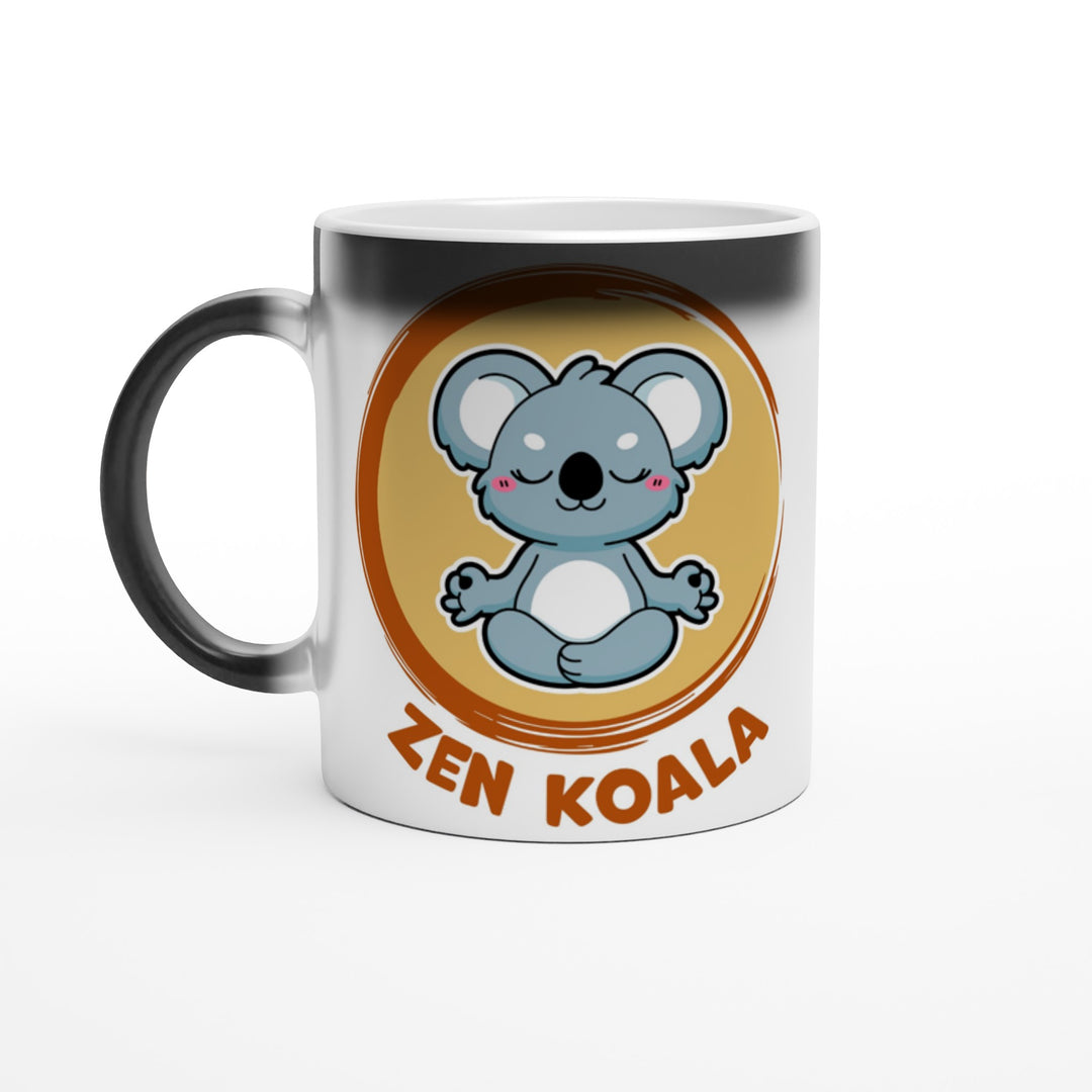 Zen Koala Official Logo - Magic 11oz in matte black that reveals logo with hot liquid ceramic mug