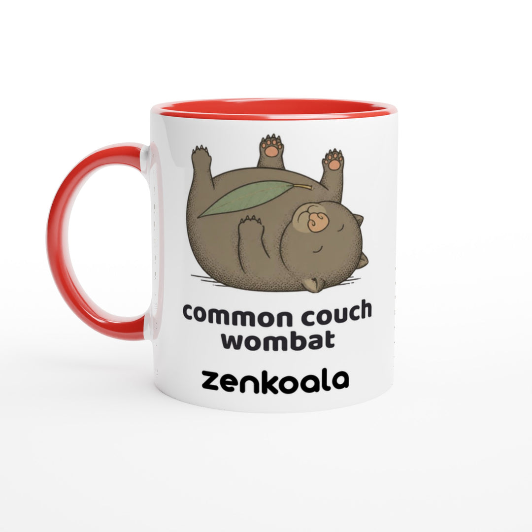 Common Couch Wombat feel-good mug, red inside — Zen Koala Australia
