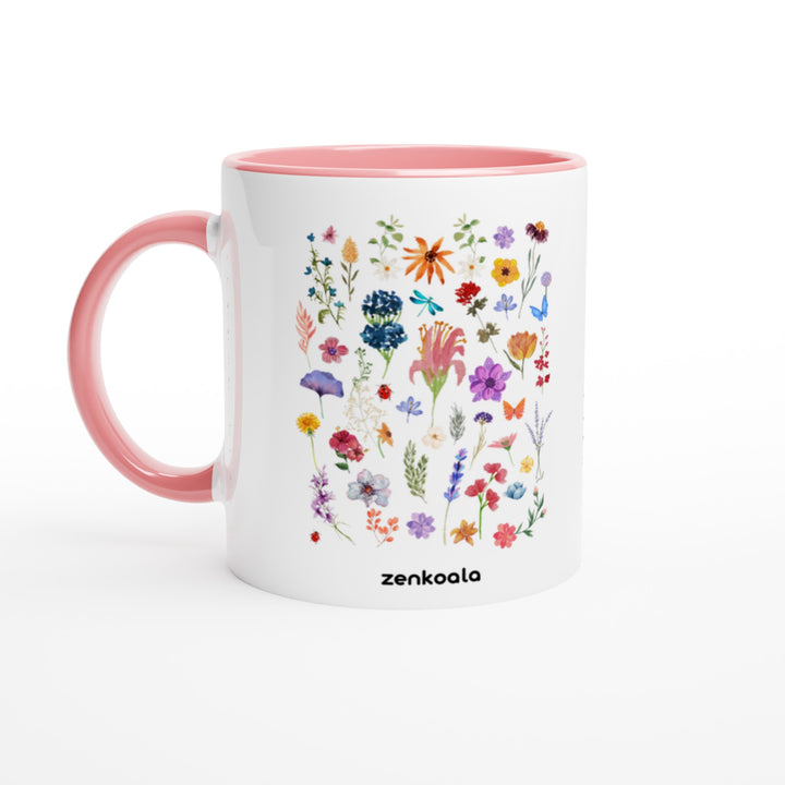 Stay Wild mug in pink: white with a pink rim, inside and handle, Zen Koala Australia