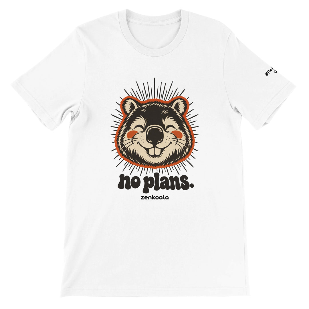 No Plans feel-good tee in white, Zen Koala Australia