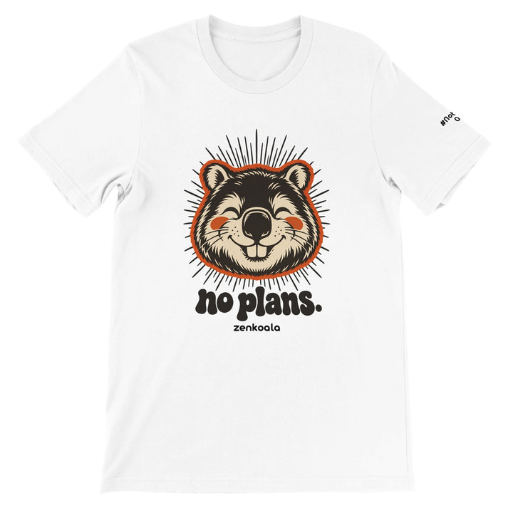 No Plans feel-good tee in white, Zen Koala Australia