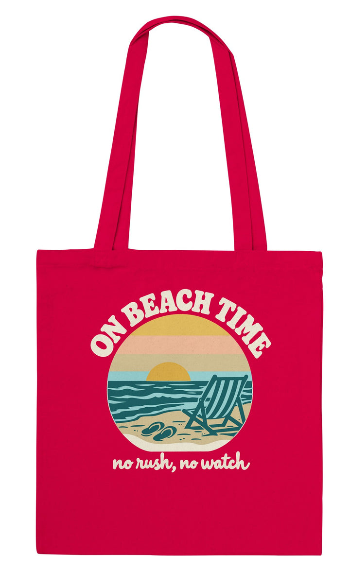 On Beach Time feel-good tote bag in red, Zen Koala Australia