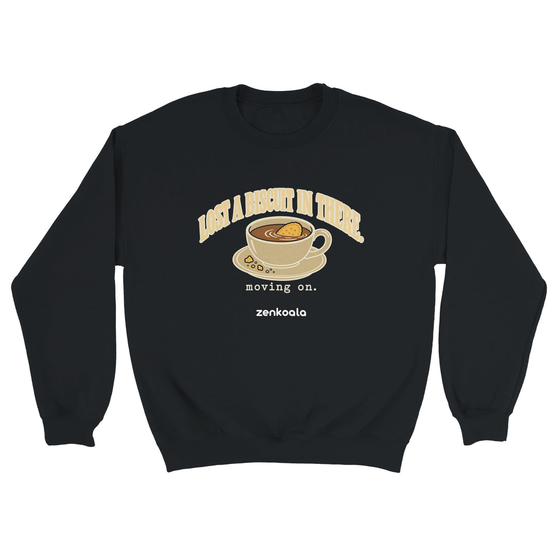 Lost a Biscuit in There feel-good sweatshirt in black, Zen Koala Australia