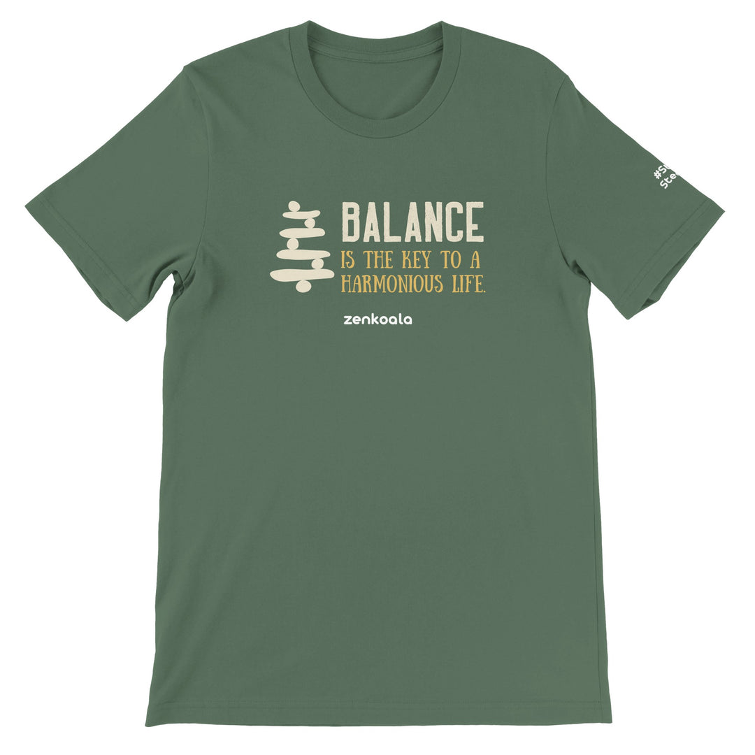 Balance feel-good tee in military green, Zen Koala Australia