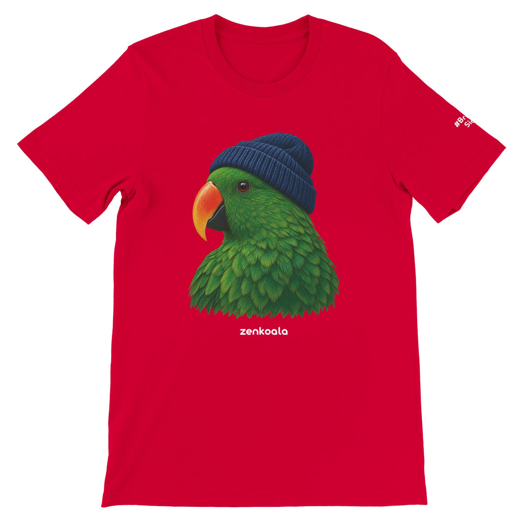 Parrot Beanie feel-good tee in red, Zen Koala Australia