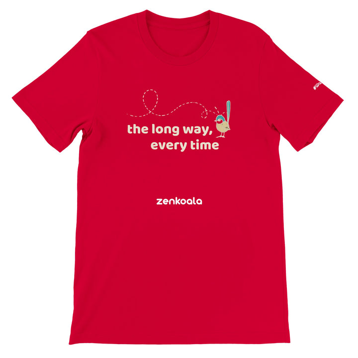 The Long Way Every Time feel-good tee in red — Zen Koala Australia