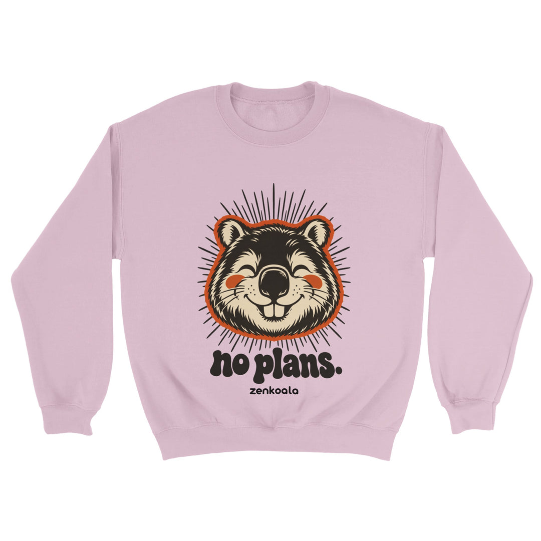 No Plans feel-good sweatshirt in light pink, Zen Koala Australia