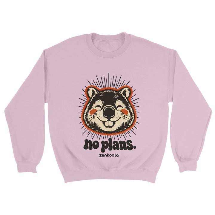 No Plans feel-good sweatshirt in light pink, Zen Koala Australia