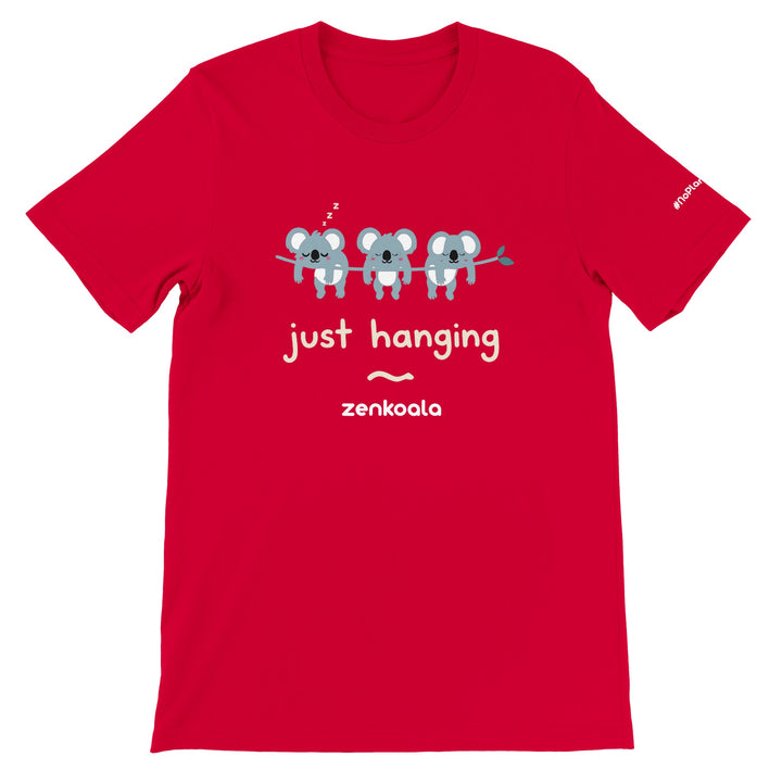Just Hanging feel-good tee in red — Zen Koala Australia