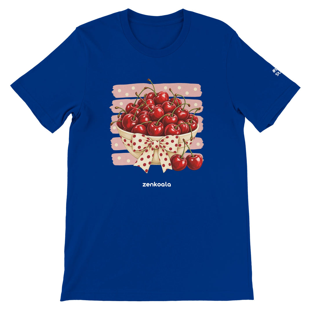 Cherries feel-good tee in true royal, Zen Koala Australia