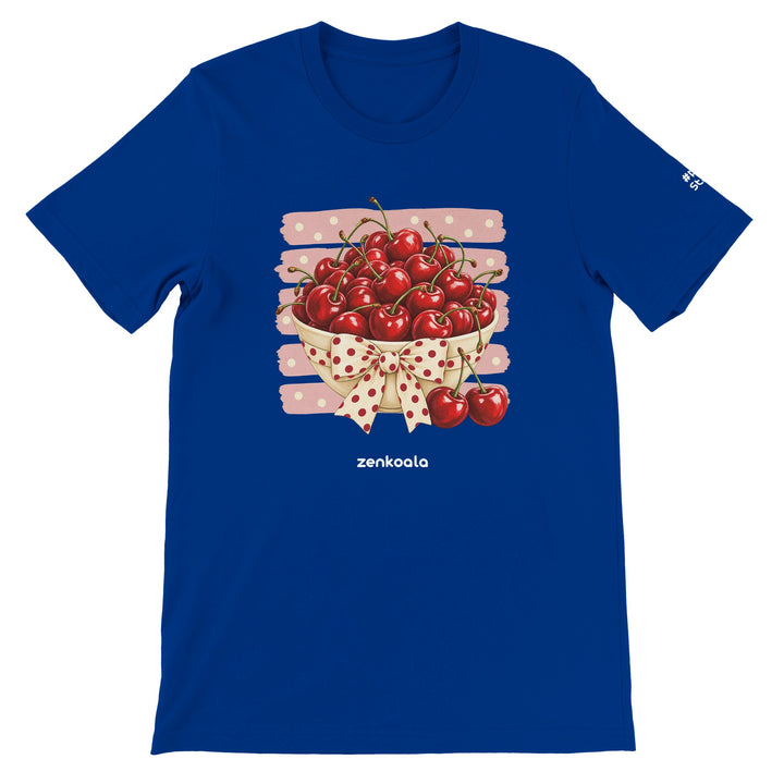 Cherries feel-good tee in true royal, Zen Koala Australia