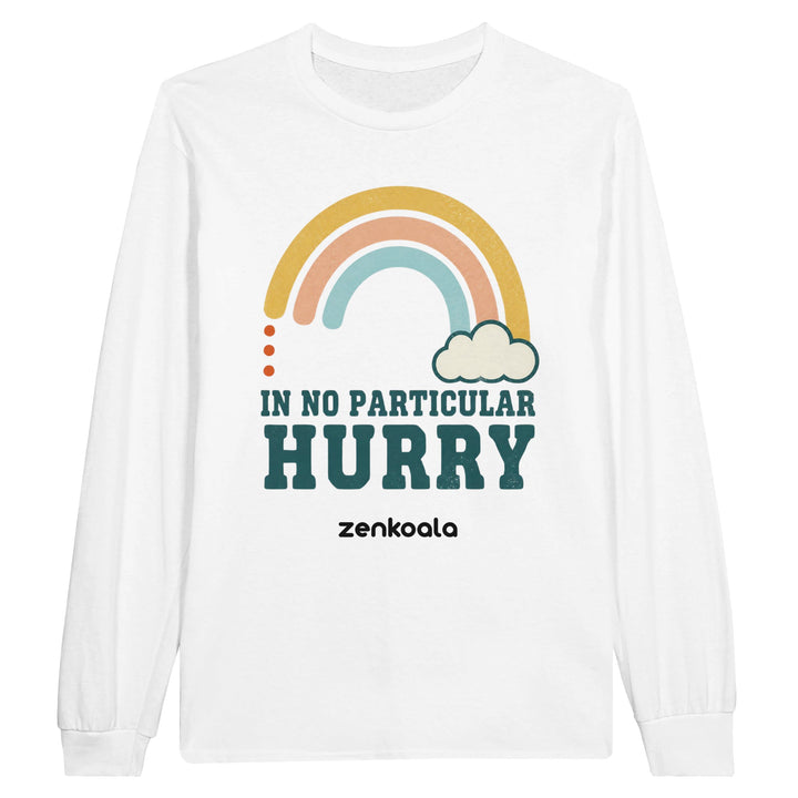 In No Particular Hurry long sleeve tee in white — Zen Koala Australia