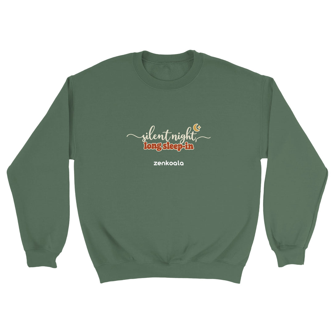 Silent Night Long Sleep-In feel-good sweatshirt in military green, Zen Koala Australia