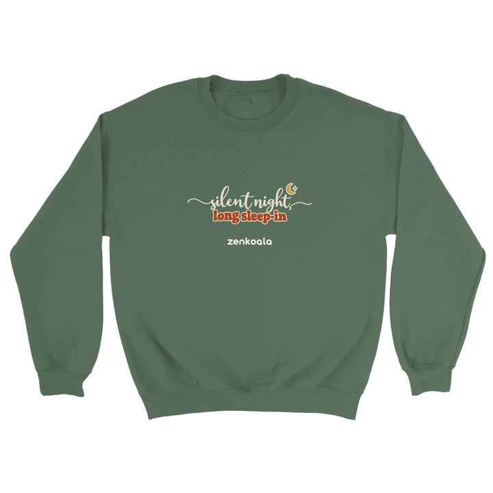 Silent Night Long Sleep-In feel-good sweatshirt in military green, Zen Koala Australia