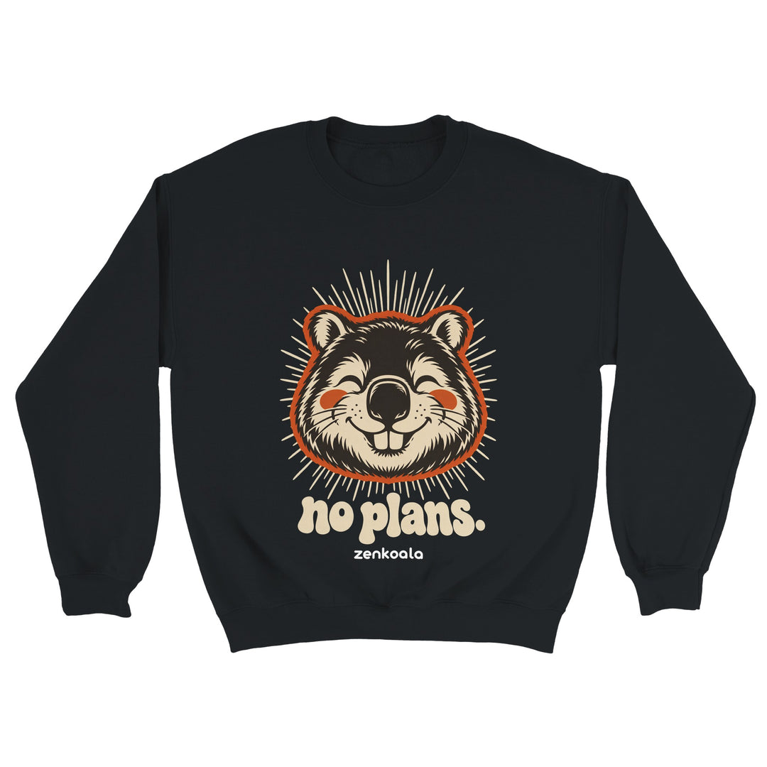 No Plans feel-good sweatshirt in black, Zen Koala Australia