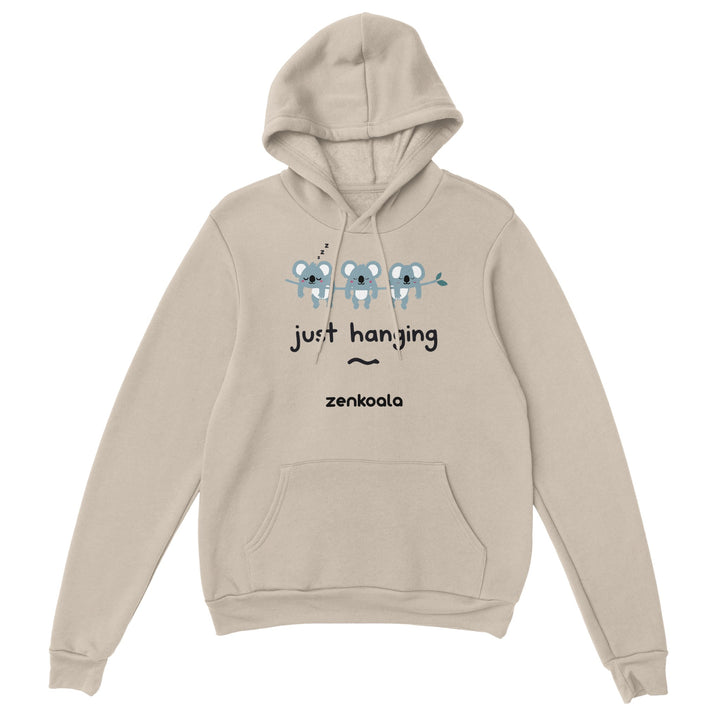 Just Hanging feel-good hoodie in Sand — Zen Koala Australia