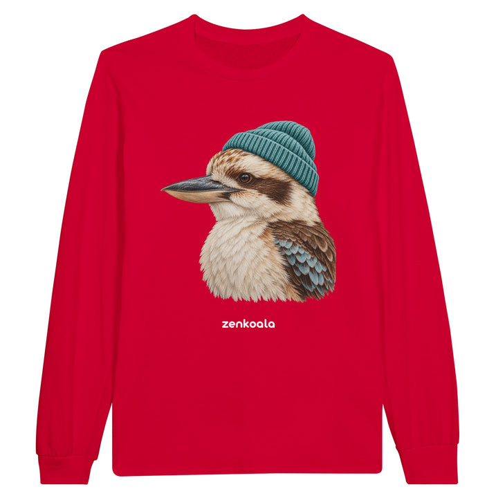Kookaburra Beanie feel-good long sleeve tee in red, Zen Koala Australia